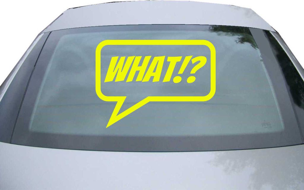 Indigos UG - Aufkleber Heckscheibe & Motorklappe DE2205 - neongelb - 600x442 mm - WHAT - Auto Scheiben Fenster Heckklappe Tuning Racing JDM - Die cut