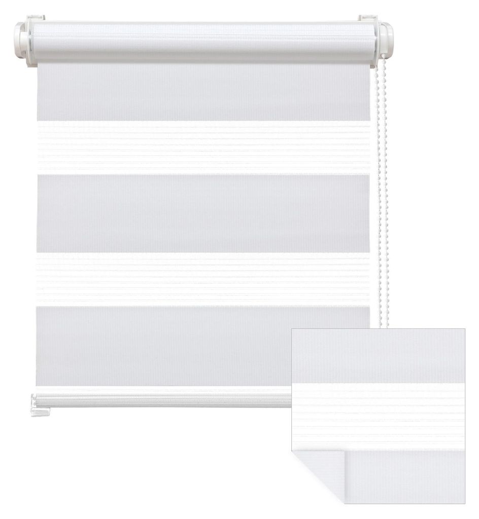 Doppelrollo Fenster ohne Bohren Zevra 90x160cm weiß Produktbild 