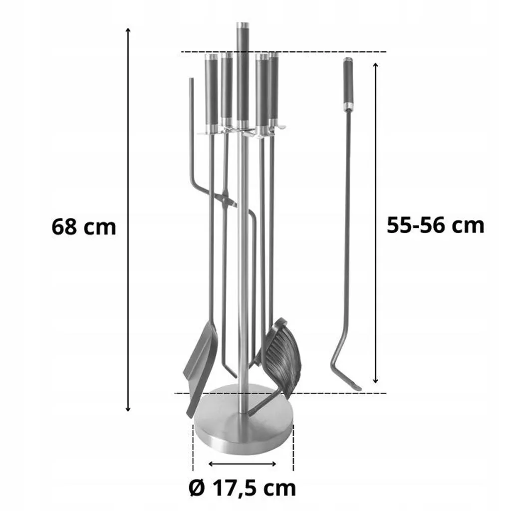 Accessoires pour cheminée en fer forgé avec support stable 5 pcs - 5