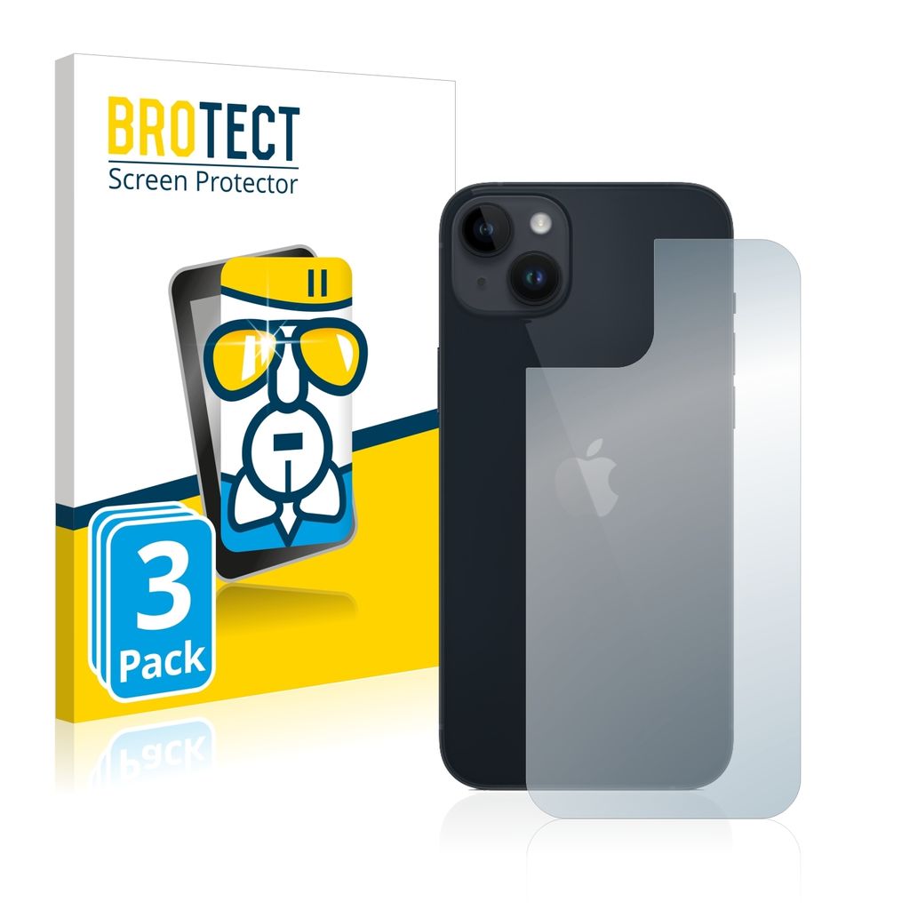 3x BROTECT Schutzglas für Apple iPhone 14 Plus (Rückseite) Schutzfolie Panzer Folie Glas Display Schutz klar