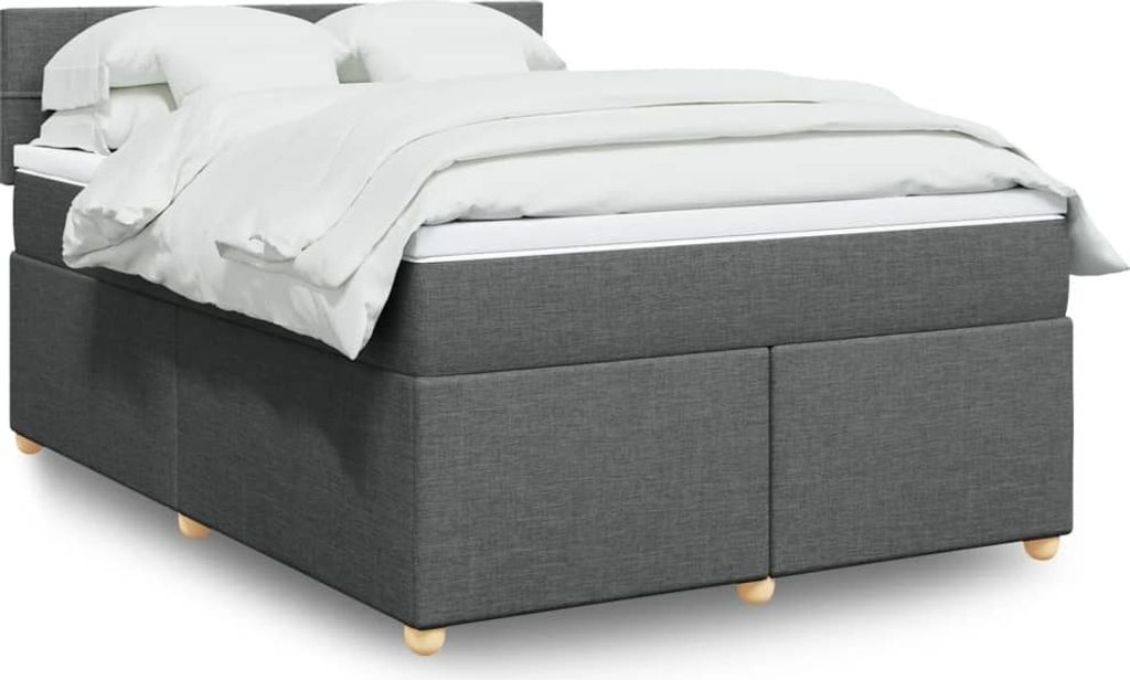 Maison Exclusive - Boxspringbett mit Matratze Dunkelgrau 140x190 cm Stoff