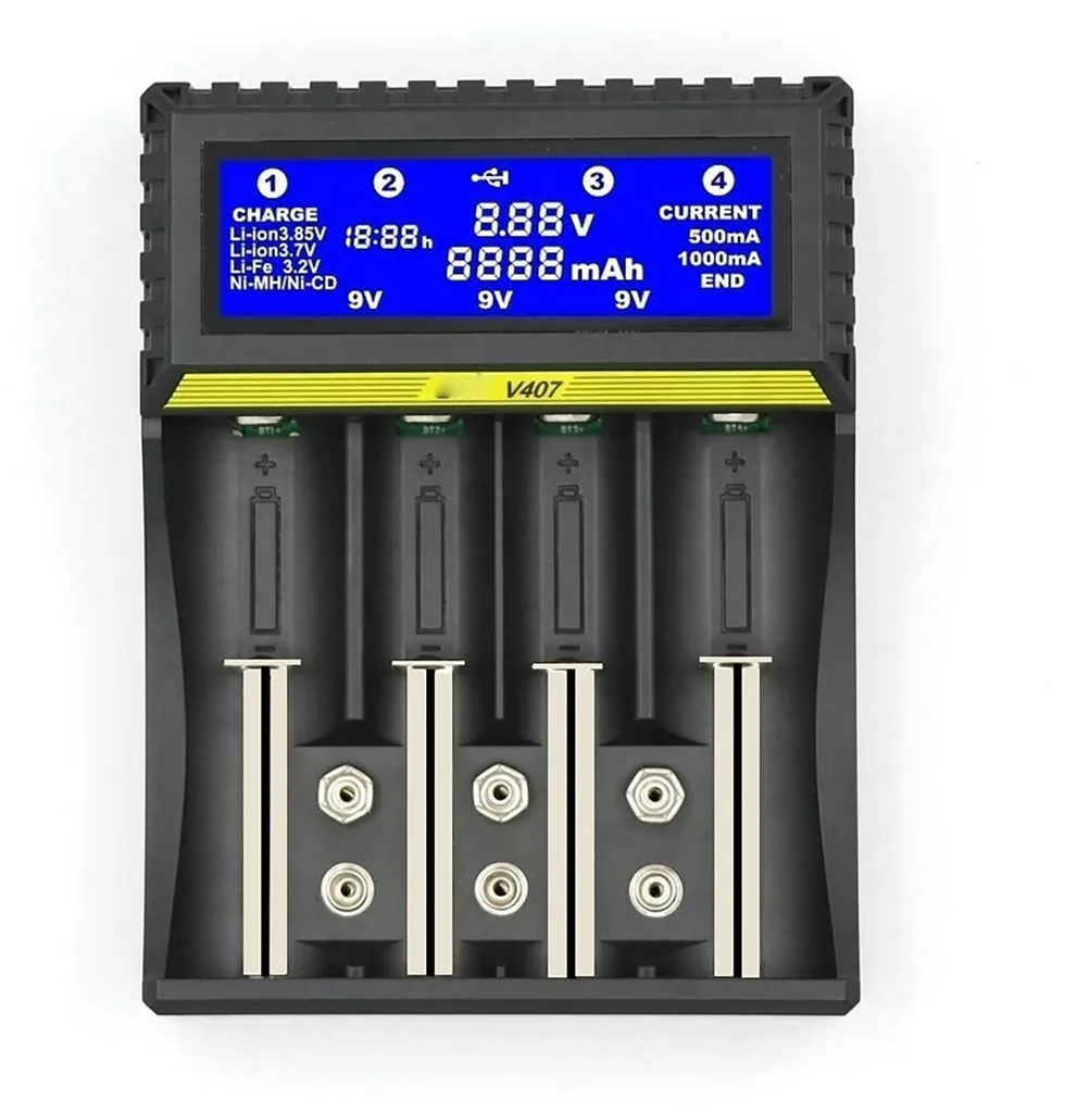 Chargeur de piles universel LCD pour batteries Li-ion Ni-MH AA AAA 9V