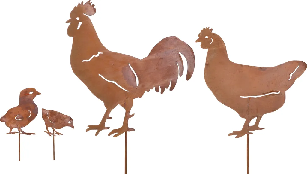 Figurine Coq de Jardin à Piquer - Décoration Inox pour Parterre Fleurs