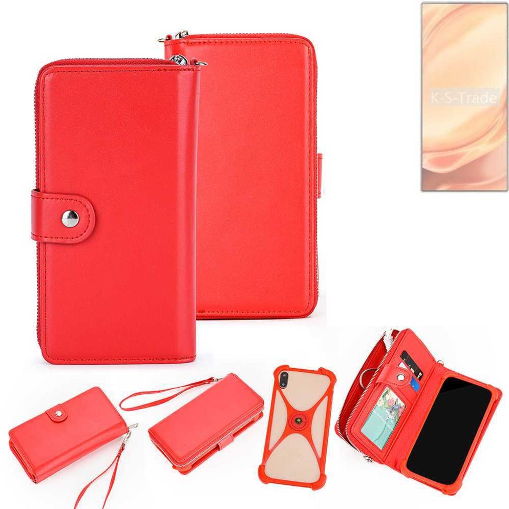 K-S-Trade 2in1 Schutzhülle Portemonnee Handyhülle mit Bumper kompatibel mit nubia Z50 Ultra Hülle Case Etui Geldbörse Smartphone rot (1x)