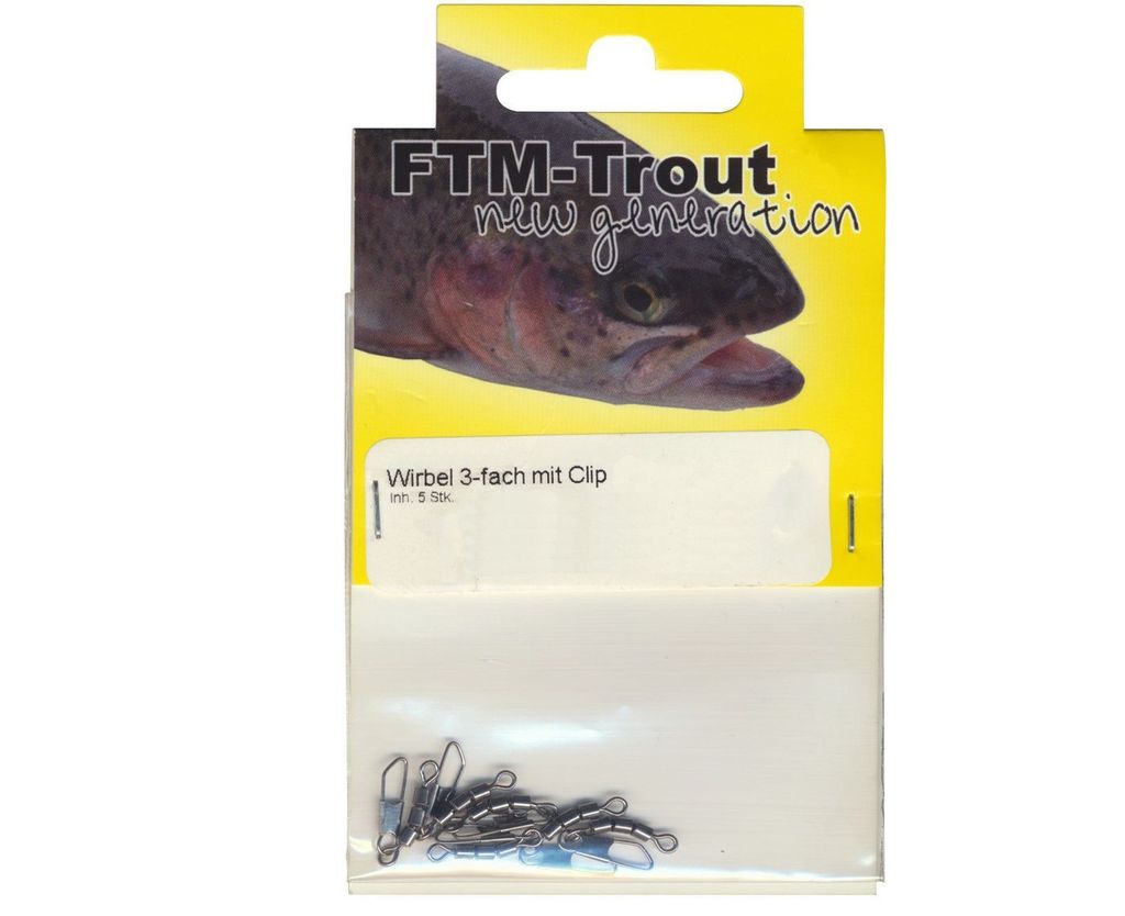 FTM Trout New Generation 3fach Wirbel mit Clip - 5 Forellenwirbel, Größe/Tragkraft:Gr. 8 / 8kg