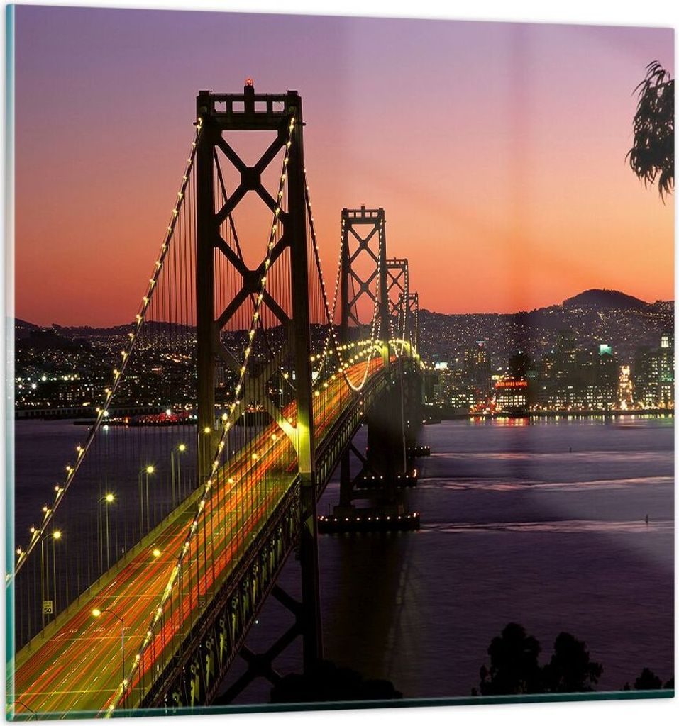 Bilder auf glas - Brücke Fluss Landschaft - 60x60cm - Glasbilder - Wandbilder - Kunstdruck - zum Aufhängen bereit - Wanddekoration aus Glas - Gla...