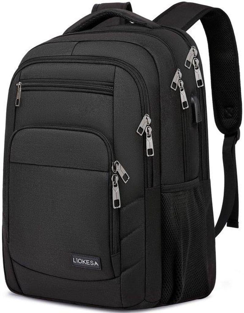 Herren-Laptop-Rucksack, 17,3 Zoll, Schul- und Business-Rucksack mit USB-Ladeanschluss, für Uni, Reisen und Arbeit