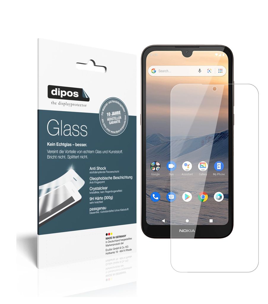 2x Schutzfolie für Nokia 45352 - Anti-Shock 9H Folie dipos Glass Kunststoffglas