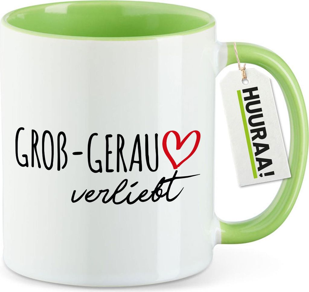 Huuraa Kaffeebecher Groß-Gerau verliebt Geschenk 330ml Grün Groß-Gerau Mitbringsel