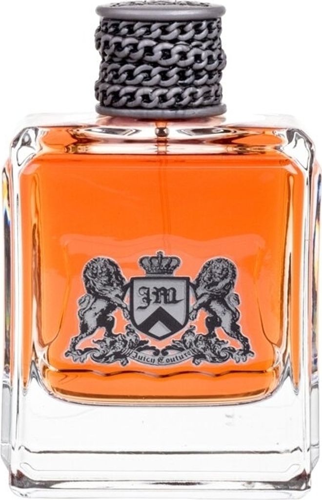 A front view of a Juicy Couture Dirty English eau de Toilette bottle.