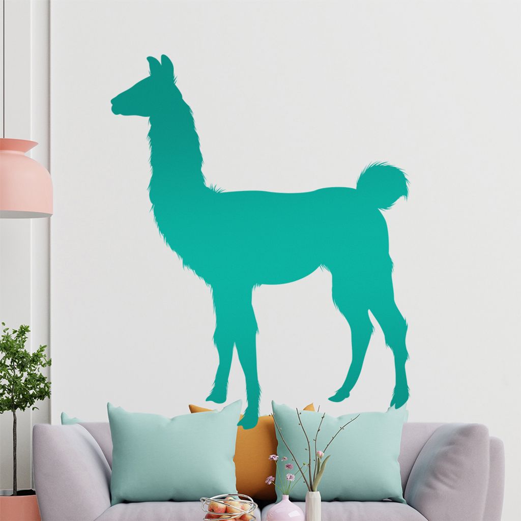 KIWISTAR Lama Silhouette - Spucken Kamel Alpaca Wandtattoo in 6 Größen - Wandaufkleber Wall Sticker - Dekoration, Küche, Wohnzimmer, Schlafzimme...
