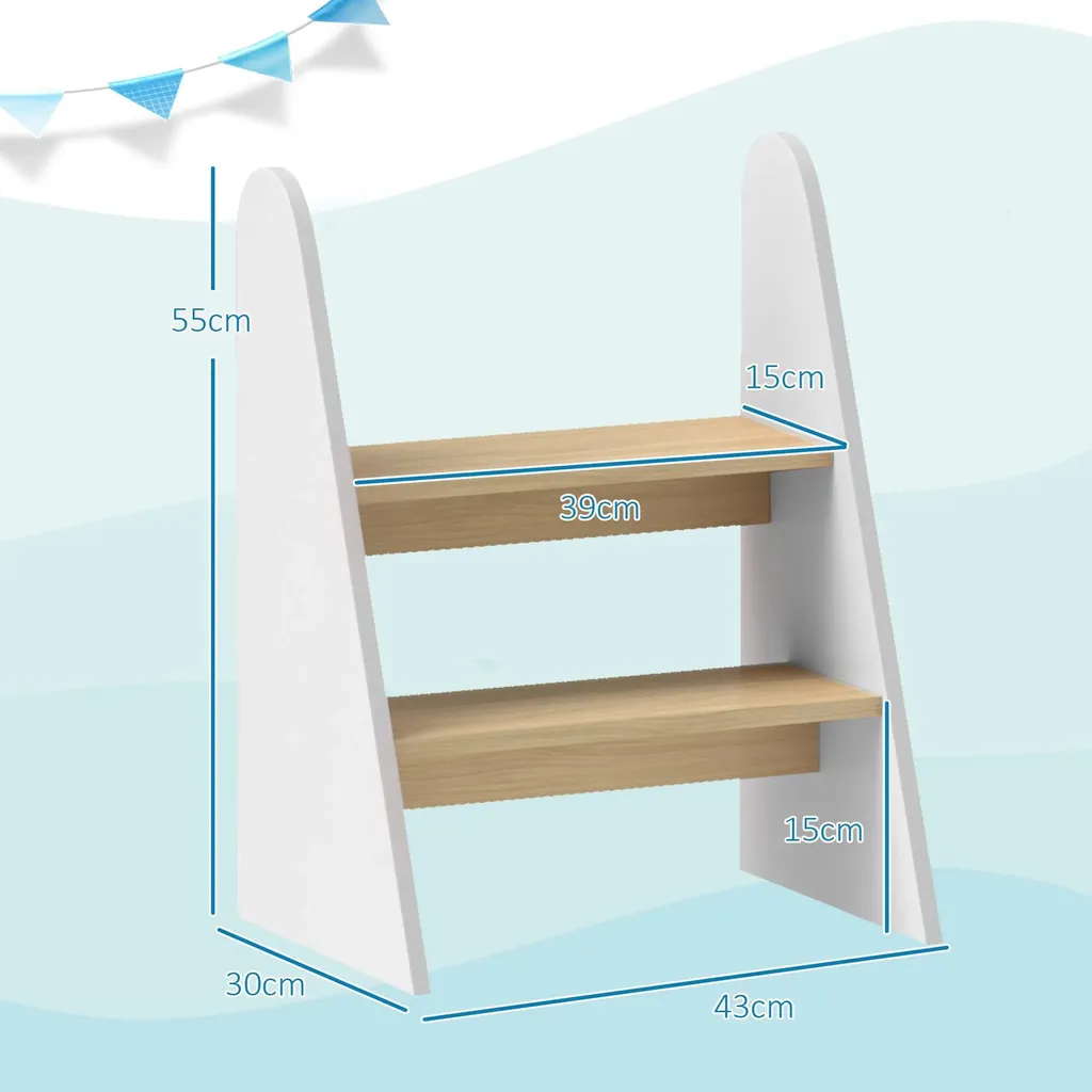 Tabouret Marchepied 2 Degrés - Design Blanc Épuré - Structure Stable Enfant - 3