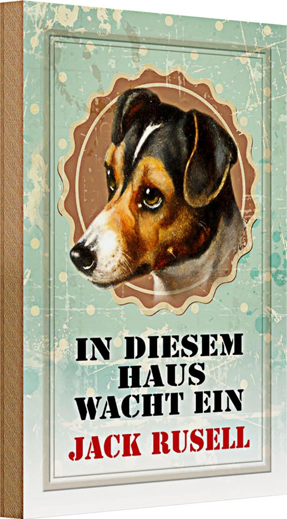 Holzschild Hund 20x30cm in diesem Haus wacht Jack Russel