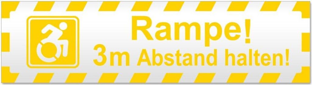 Kiwistar Rampe! Motiv 3m Abstand gestreift Magnetschild Schild magnetisch - 60cm Gelb - Magnetfolie für Auto PKW Kfz