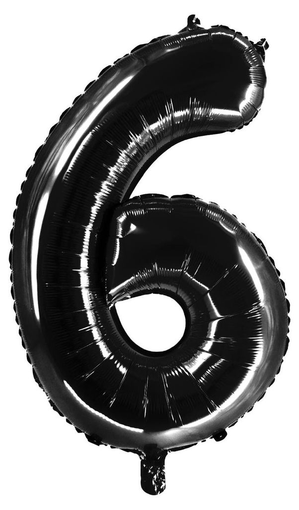 Folienballon Schwarz 100cm Zahl 6 Produktbild 