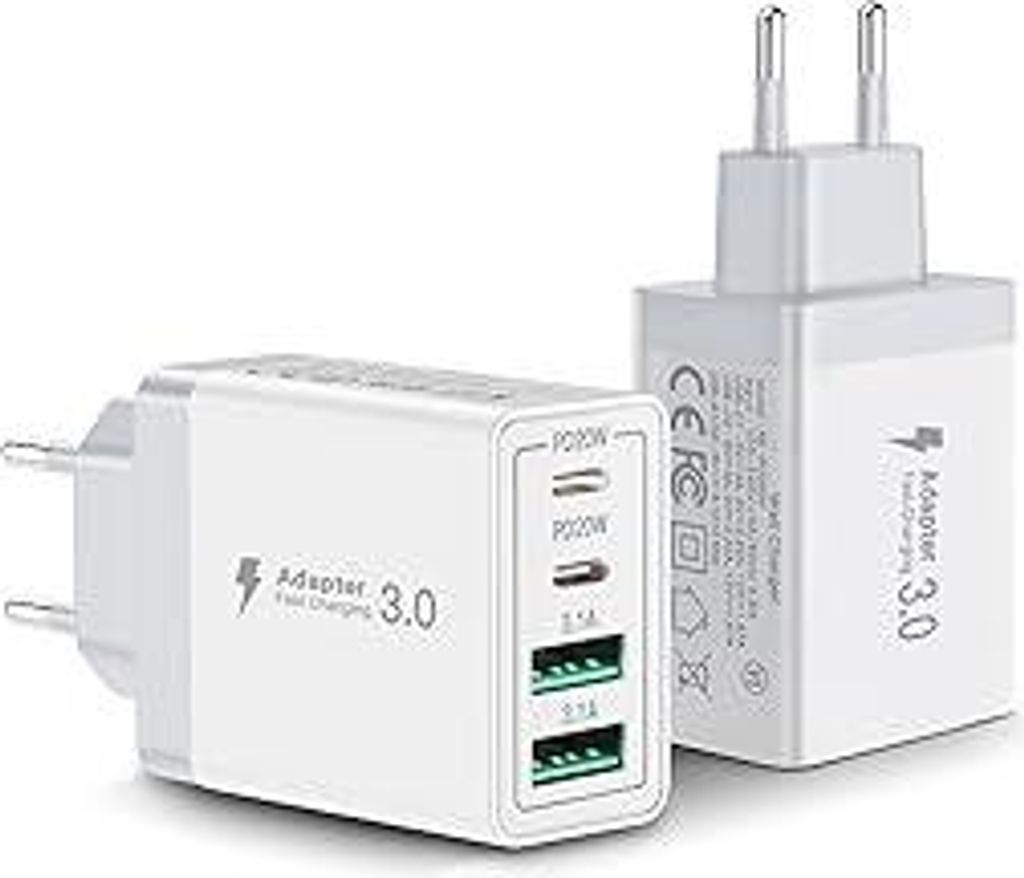 2er Pack USB C Ladegerät, Aioneus 40W Schnellladegerät 4 Ports PD+QC Netzteil, Mehrfach USB C Power Adapter für iPhone 15 Plus 14 Pro Max 13 Pro...