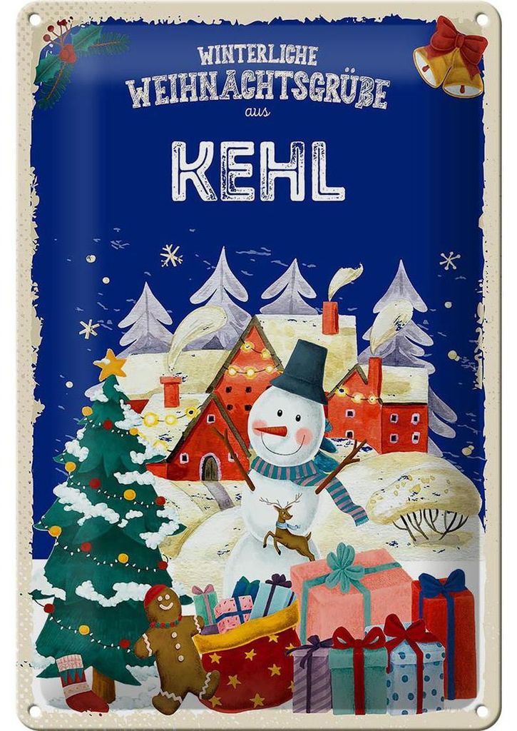Blechschild Weihnachtsgrüße KEHL FEST 20x30cm Produktbild 