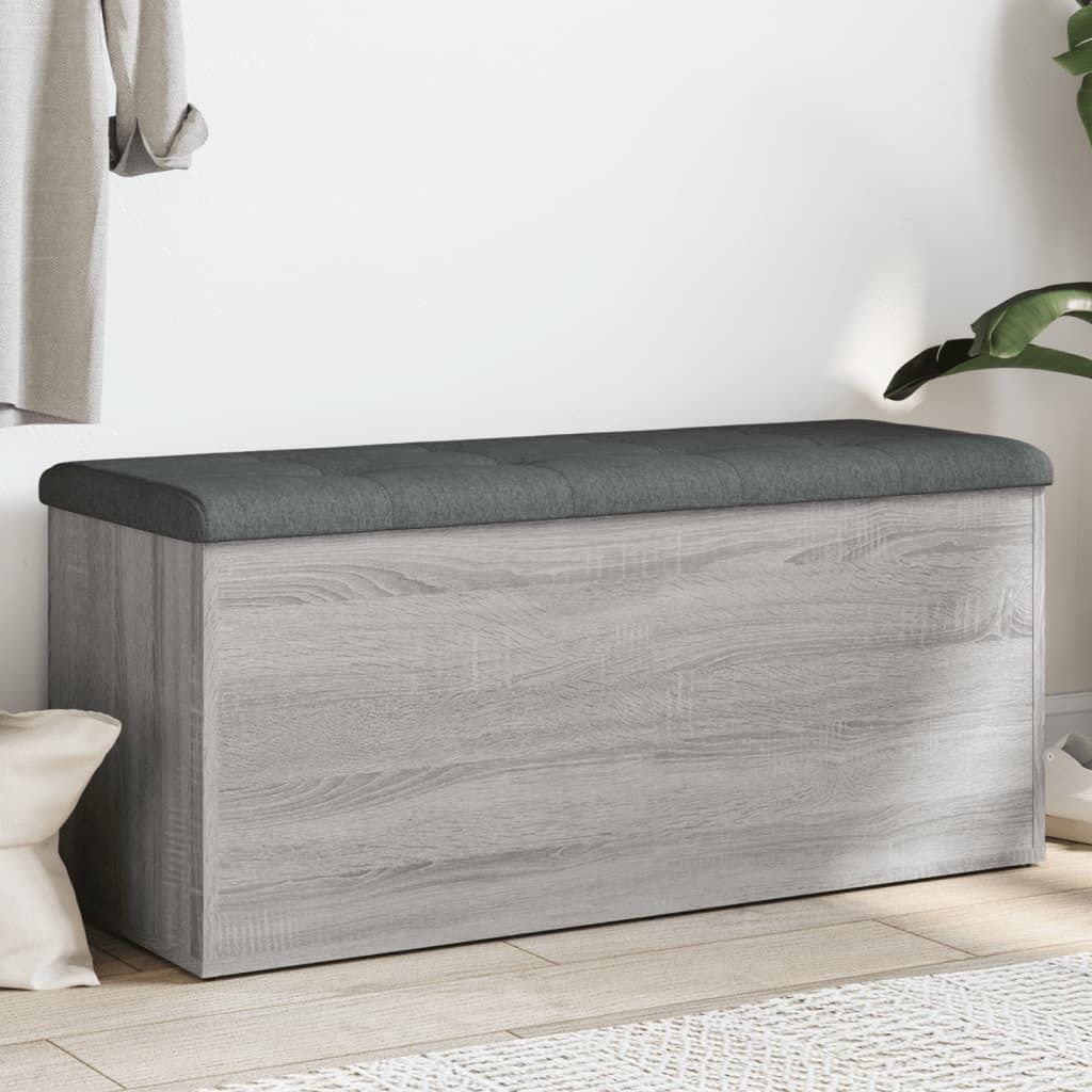 "2026 Aktion"Sitzbank - modernes Design - Schuhbank für Flur, Wohnzimmer - mit Stauraum Grau Sonoma 102x42x45cm Holzwerkstoff DE329824 - Sitzbänke
