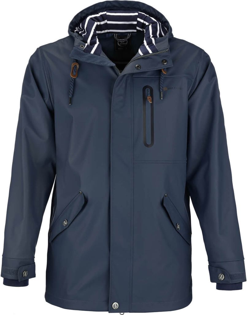 Dry Fashion Herren PolyurethanParka Lübeck - Regenjacke Herren Wasserdicht Winddicht Reißverschluss Outdoor Jacke Männer in Navy Größe XXL