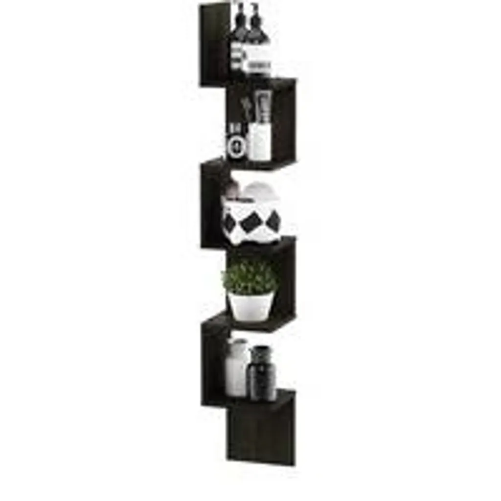 Étagères flottantes carrées 5 niveaux espresso pour déco salon