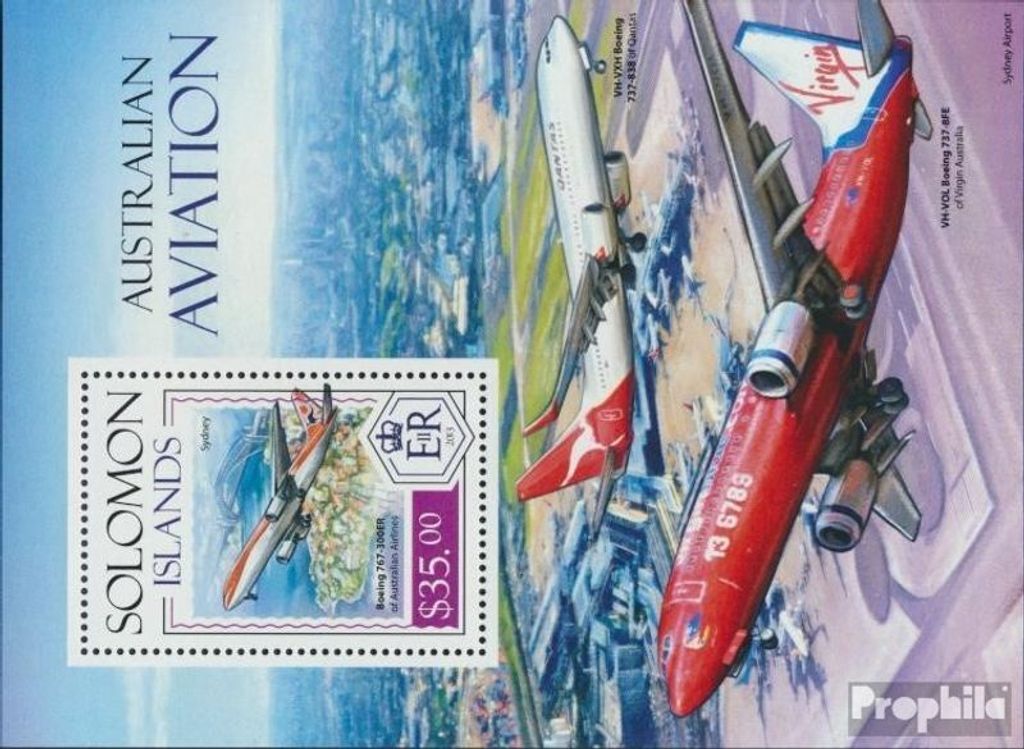 Briefmarken Salomoninseln 2014 Mi Block 253 (kompl. Ausg.) postfrisch Australische Luftfahrt