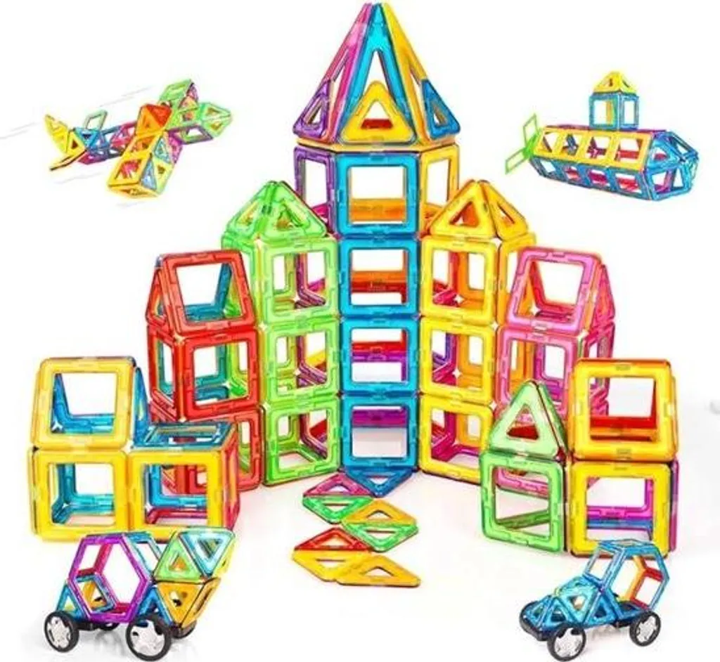 Jeu de construction magnétique éducatif - Coffret de 120 pièces colorées