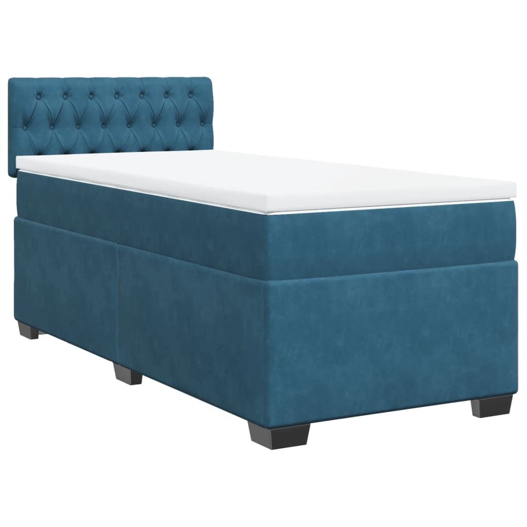 "WINTER SALE"Boxspringbett - Einzelbett/Jugendbett mit Lattenrost - mit Matratze Dunkelblau 100x200cm Samt - Klassische Betten NeuMöbel716652