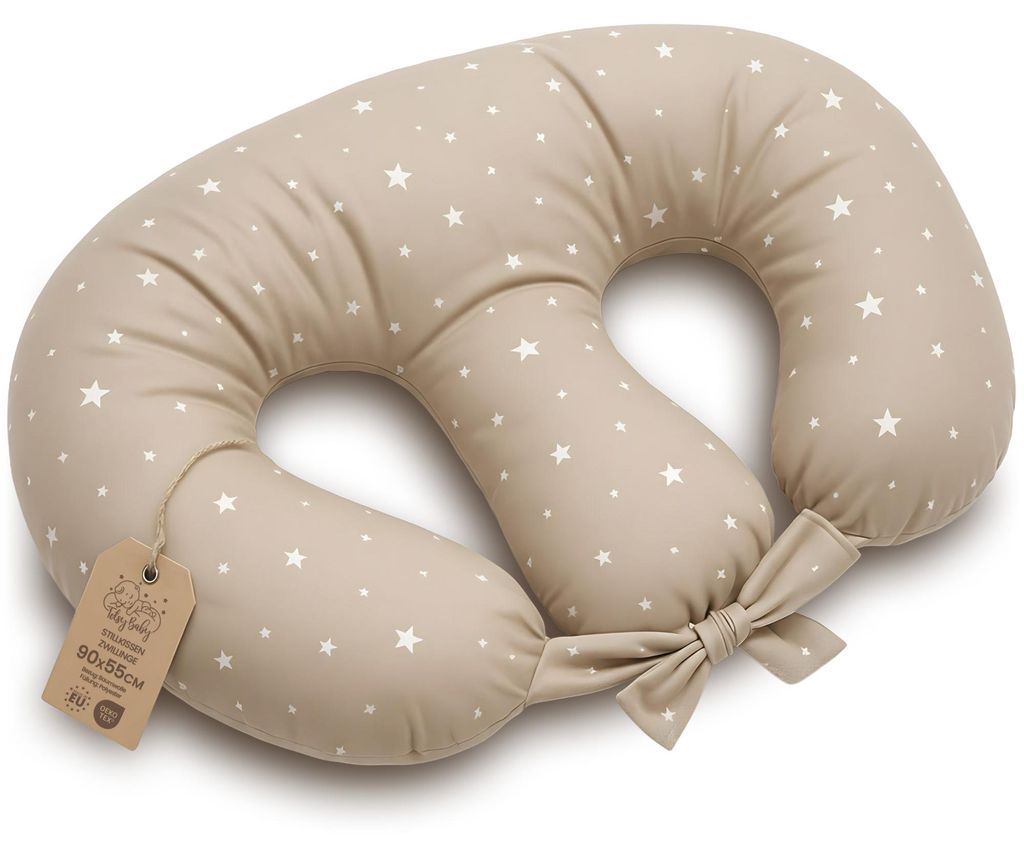 Stillkissen Zwillinge XXL 90x50 cm für Tandem-Stillen Beige Produktbild 