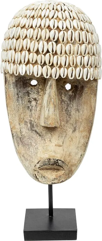 Statue décorative en bois et coquillages véritables - Hauteur 40 cm