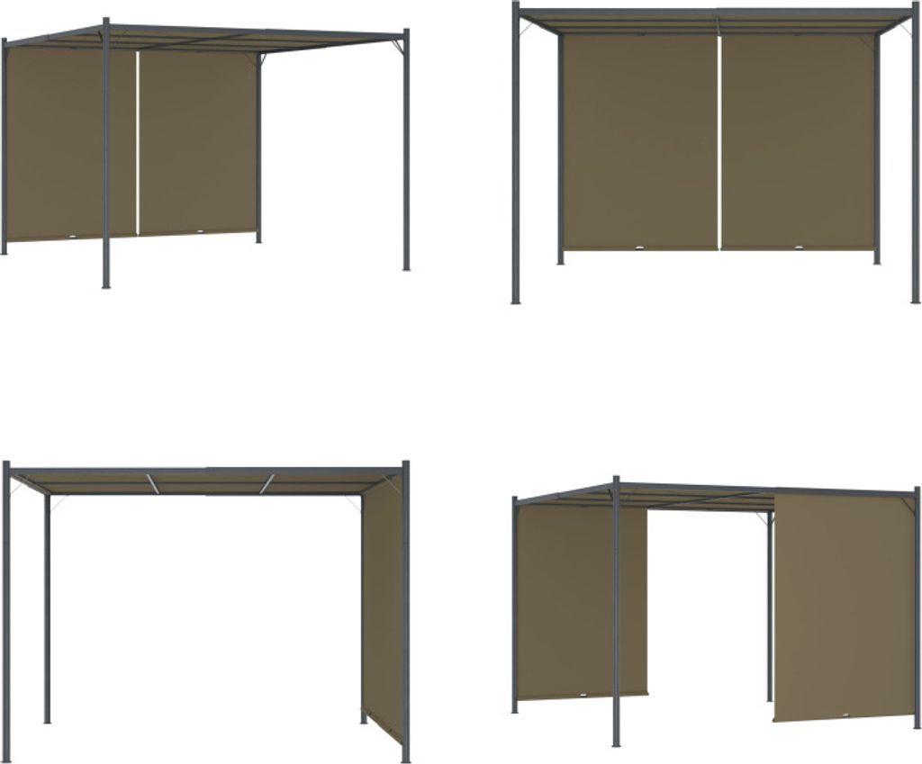 vidaXL Gartenpergola mit Ausziehbarem Dach 3x3 m Taupe 180 g/m² - Pergola - Pergolas - Gartenpergola - Gartenpergolas