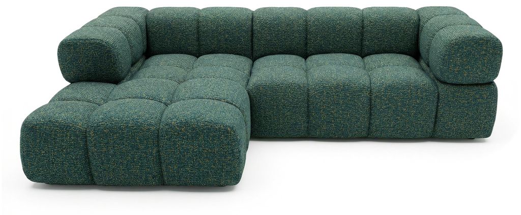 Sofiland Averro Ecksofa 280x150 cm Bubble-Steppung Dunkelgrün Ottomane Links