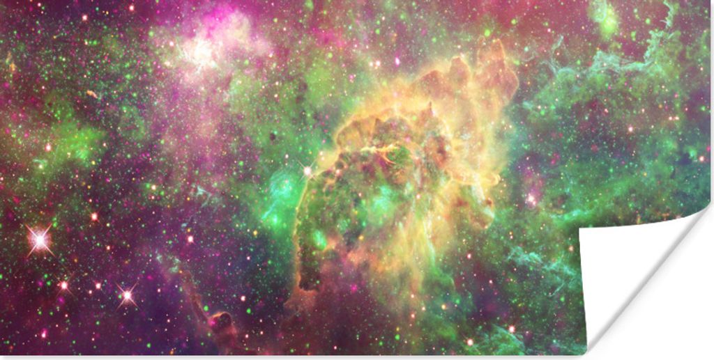 MuchoWow Poster Sterne - Grün - Weltraum 120x60 cm - Bild