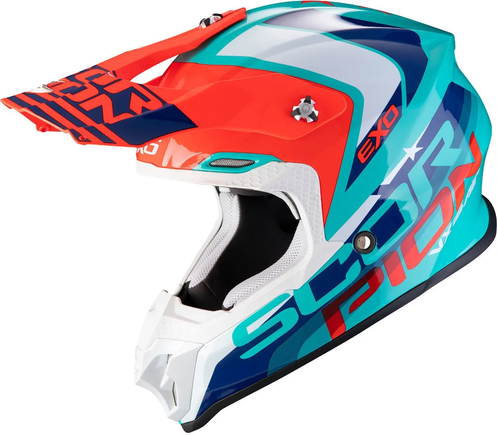 Casque Motocross Turquoise Scorpion VX-16 Air Nation idéal pour le Cross
