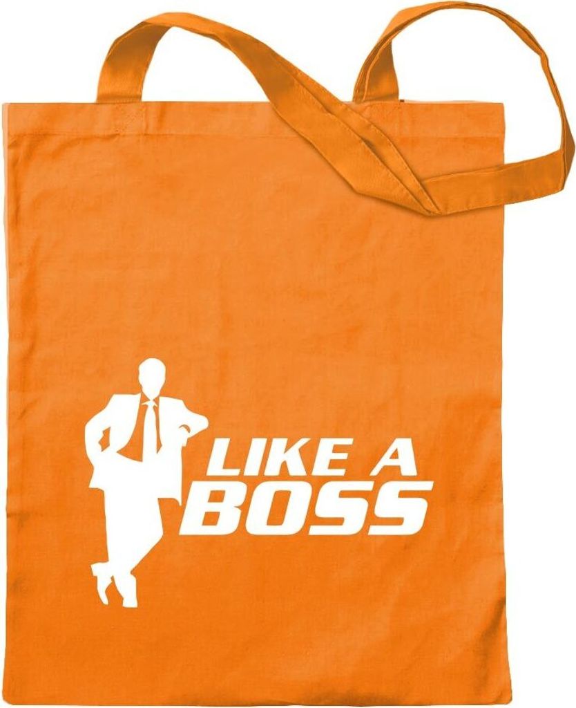 Kiwistar - Baumwolltasche - mandarin - Like a Boss - Chef - Vorgesetzter - Tragetasche Stoffbeutel Umhängetasche Langer Henkel