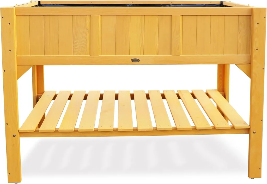 Bac à Fleurs Jaune 119x57x90 cm avec Tablette Inférieure Pratique 2854