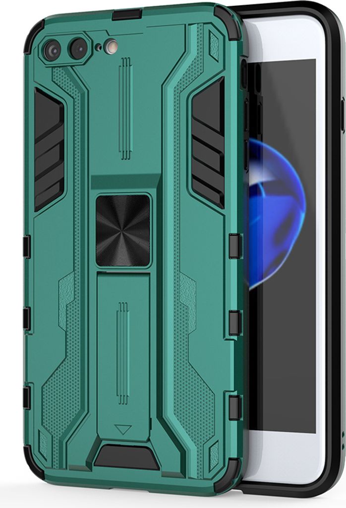 iPhone 8 Plus Hülle, Dual Layer PC TPU Bumper Stoßfest Ständer Schutzhülle für iPhone 7 Plus / 8 Plus Grün