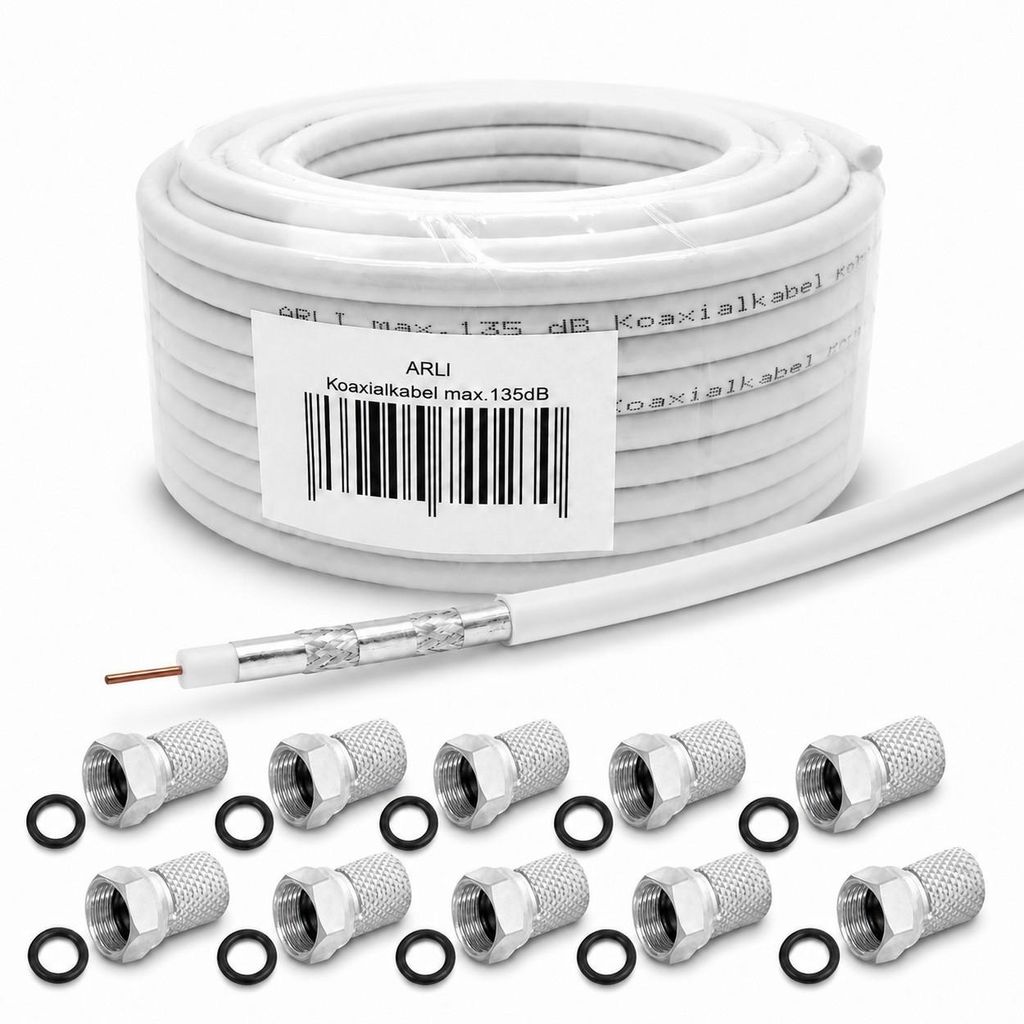 50m ARLI Koaxialkabel – max. 135 dB 5-fach geschirmt + 10x Produktbild 