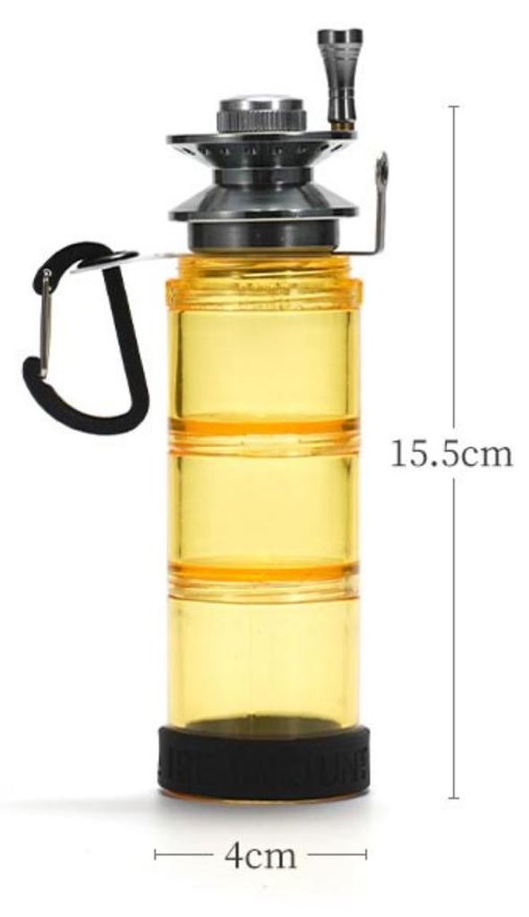 INF Angel-Flasche PV mit 3-lagigem Köder-Organizer Aluminiumspule 15,5cm Gelb