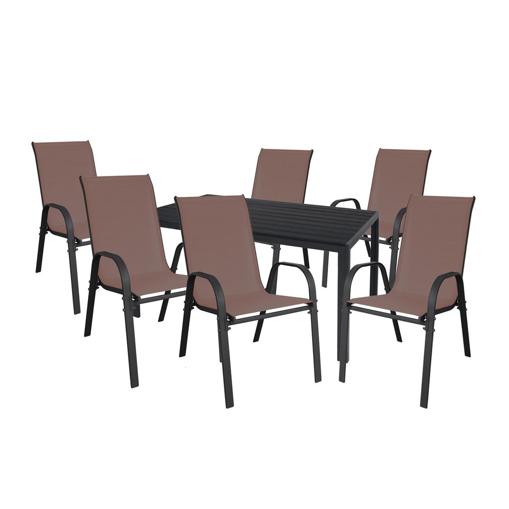 Gartengarnitur Sitzgarnitur 7-teilig L150xB90cm Aluminium / Nonwood