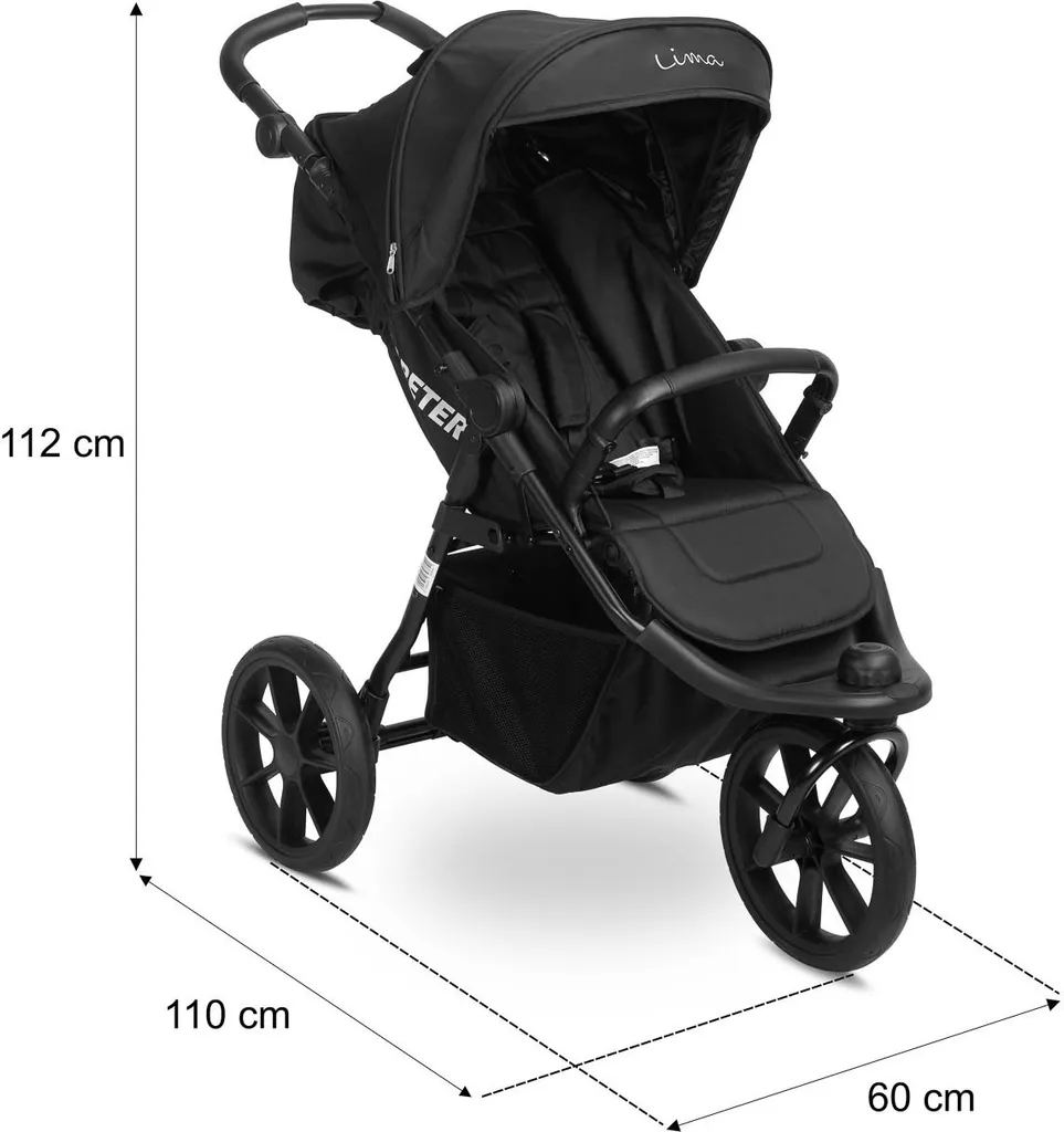Poussette compacte CARETERO LIMA graphite avec dossier réglable et panier - 17