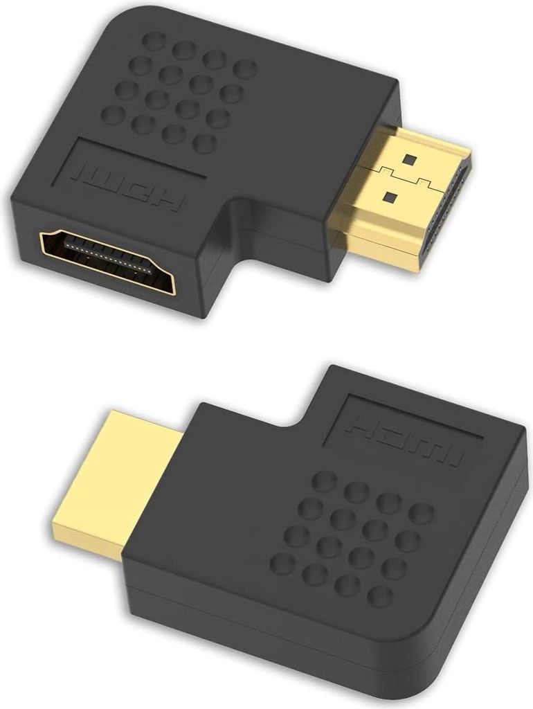 Lot de 2 HDMI Coudé Coupleur HDMI 90 et 270 Degrés Mâle vers Femelle Vertical Plat Adaptateur