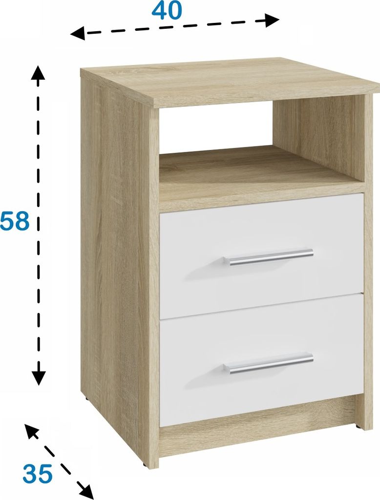 MATKAM Nachttisch in klassischer Optik | H/B/T 58,5 x 40 x Produktbild 3