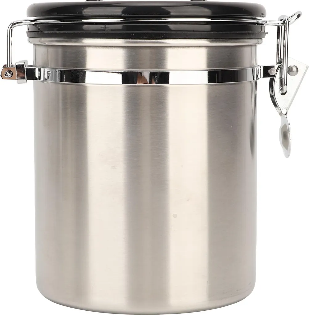 Boîte à café anti-humidité en inox avec valve et suivi de date 1.8L