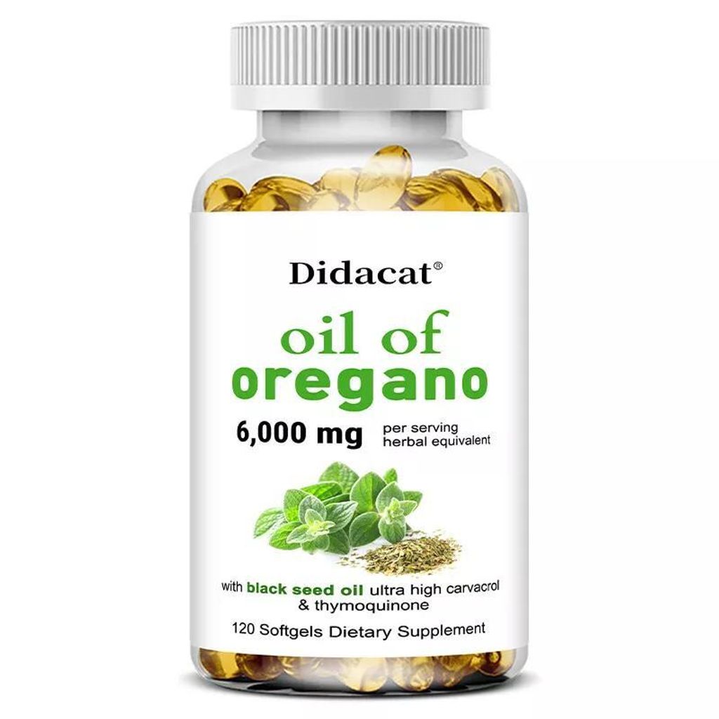 Oil of Oregano 6000mg (120 Kapseln) Nahrungsergänzungsmittel, Black Seed Oil, Verdauungsgesundheit, Immunsystem, Verdauung, Magen