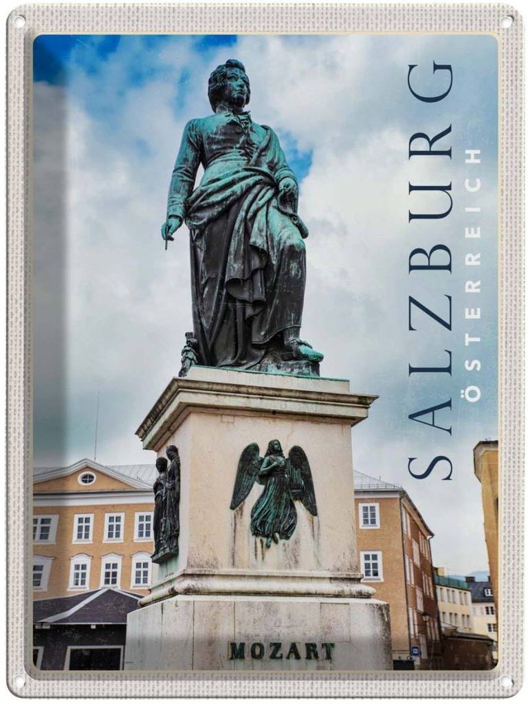 vianmo Blechschild 40x30 cm Salzburg Mittelalter Skulptur Altstadt Bildmotiv Reisemotiv Abenteuer Reisen Europa Urlaub