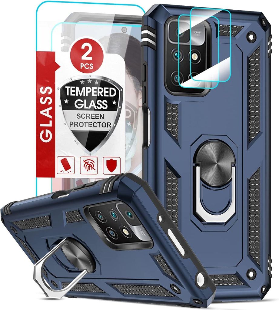 Case Cover Für Xiaomi Redmi 10 Marineblau Armor + 2X Schutzfolie
