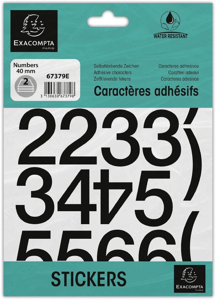 EXACOMPTA 67379E EXACOMPTA zelfklevende cijfers 0-9, 40 mm, Productafbeelding 