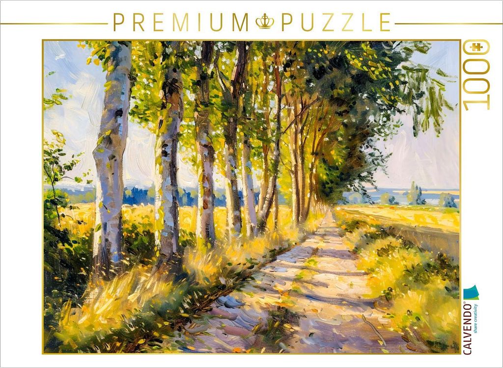 CALVENDO Puzzle Sommerallee im Lichtspiel im impressionistischen Stil | 1000 Teile Lege-Größe 64x48cm Foto-Puzzle für glückliche Stunden