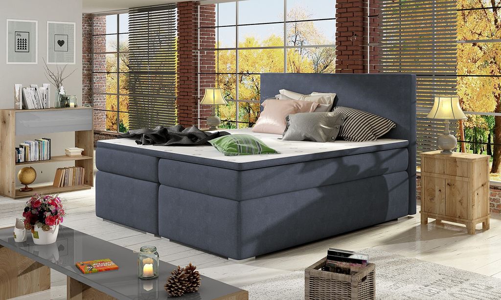 Boxspringbett Dante 140x200cm Polsterbett Bett Continentalbett mit Bettkasten Gewebe Kunstleder 23 (Soro76)