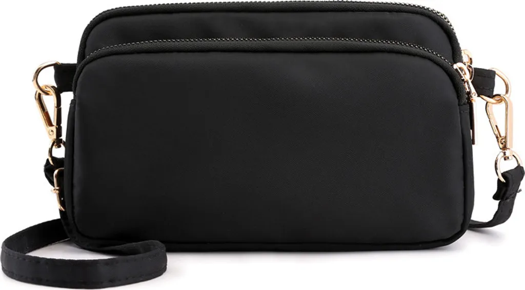 Borsa Donna Nylon Nero Tracolla Crossbody Impermeabile INF Sport